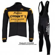 2010 Maillot Ciclismo Johnnys Noir et Jaune Manches Longues et Cuissard