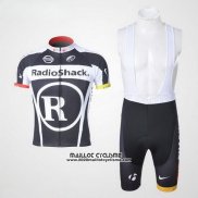 2011 Maillot Ciclismo Radioshack Noir et Blanc Manches Courtes et Cuissard