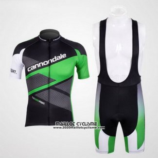 2012 Maillot Ciclismo Cannondale Noir et Vert Manches Courtes et Cuissard