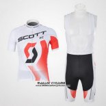2012 Maillot Ciclismo Scott Blanc et Rouge Manches Courtes et Cuissard