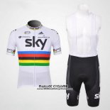 2012 Maillot Ciclismo Sky UCI Mondo Champion Rouge et Blanc Manches Courtes et Cuissard