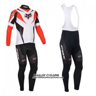 2013 Maillot Ciclismo Fox Blanc et Rouge Manches Longues et Cuissard