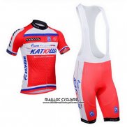 2013 Maillot Ciclismo Katusha Blanc et Rouge Manches Courtes et Cuissard