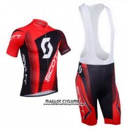 2013 Maillot Ciclismo Scott Noir et Rouge Manches Courtes et Cuissard