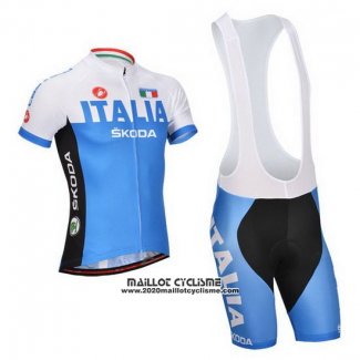 2014 Maillot Ciclismo Castelli Bleu et Blanc Manches Courtes et Cuissard