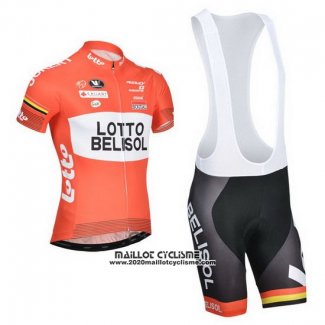 2014 Maillot Ciclismo Lotto Belisol Orange Manches Courtes et Cuissard