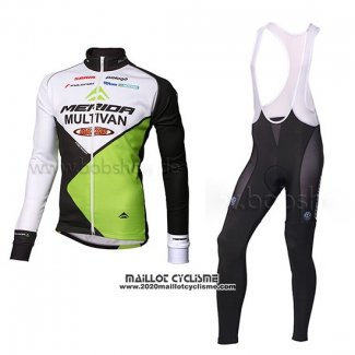 2014 Maillot Ciclismo Multivan Merida Vert et Blanc Manches Longues et Cuissard