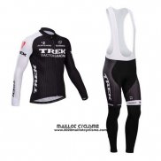 2014 Maillot Ciclismo Trek Factory Racing Noir et Blanc Manches Longues et Cuissard