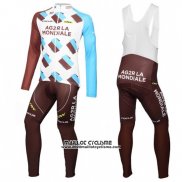 2016 Maillot Ciclismo Ag2r La Mondiale Blanc et Marron Manches Longues et Cuissard