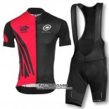 2016 Maillot Ciclismo Assos Rouge et Noir Manches Courtes et Cuissard