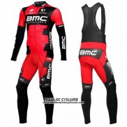 2016 Maillot Ciclismo BMC Noir et Rouge Manches Longues et Cuissard