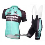 2016 Maillot Ciclismo Bianchi MTB Bleu Clair et Noir Manches Courtes et Cuissard