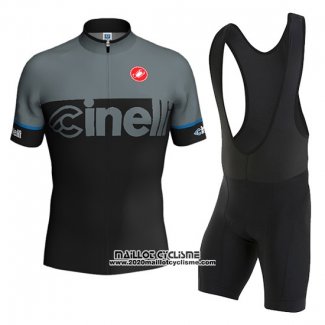 2016 Maillot Ciclismo Cinelli Noir et Gris Manches Courtes et Cuissard