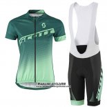 2016 Maillot Ciclismo Femme Scott Vert et Blanc Manches Courtes et Cuissard