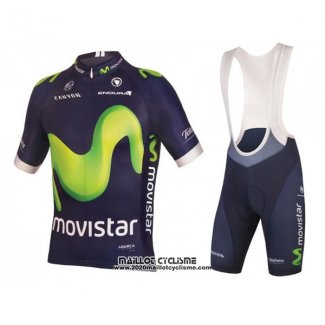 2016 Maillot Ciclismo Movistar Vert et Bleu Manches Courtes et Cuissard