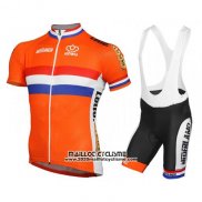 2016 Maillot Ciclismo Pays Bas Orange et Bleu Manches Courtes et Cuissard