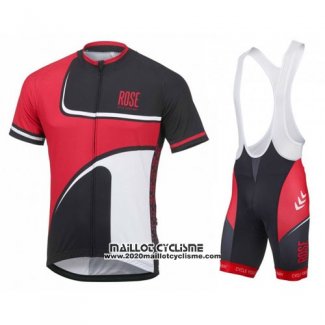 2016 Maillot Ciclismo Rose Rouge et Noir Manches Courtes et Cuissard