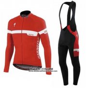 2016 Maillot Ciclismo Specialized Ml Rouge et Blanc Manches Longues et Cuissard