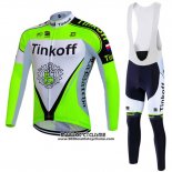 2016 Maillot Ciclismo Tinkoff Vert et Noir Manches Longues et Cuissard