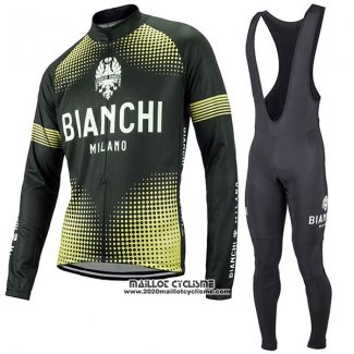 2017 Maillot Ciclismo Bianchi Milano Ml Noir et Jaune Manches Longues et Cuissard