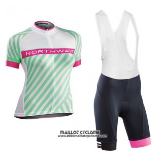 2017 Maillot Ciclismo Femme Northwave Vert et Rose Manches Courtes et Cuissard