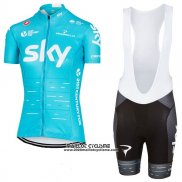 2017 Maillot Ciclismo Femme Sky Azur Manches Courtes et Cuissard