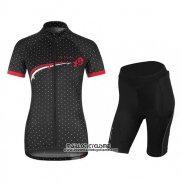 2017 Maillot Ciclismo Femme Vaude Noir et Rouge Manches Courtes et Cuissard