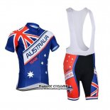 2018 Maillot Ciclismo Australie Bleu et Rouge Manches Courtes et Cuissard