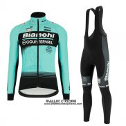 2018 Maillot Ciclismo Bianchi Bleu Manches Longues et Cuissard