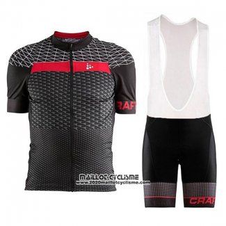 2018 Maillot Ciclismo Craft Route Noir Rouge Manches Courtes et Cuissard