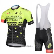 2018 Maillot Ciclismo Holowesko Citadel Vert et Noir Manches Courtes et Cuissard