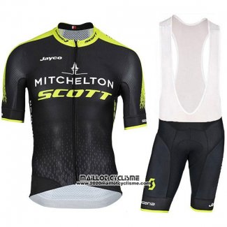 2018 Maillot Ciclismo Mitchelton Scott Noir Manches Courtes et Cuissard