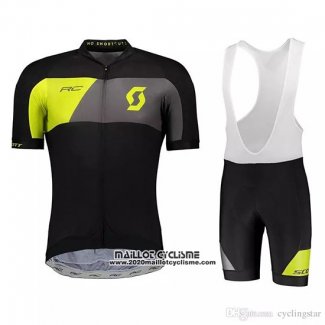 2018 Maillot Ciclismo Scott Noir Jaune Manches Courtes et Cuissard