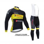 2019 Maillot Ciclismo Direct Energie Noir Jaune Manches Longues et Cuissard