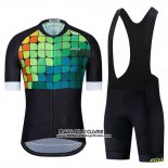 2019 Maillot Ciclismo Etixxl Noir Vert Bleu Manches Courtes et Cuissard