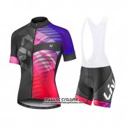 2019 Maillot Ciclismo Femme Liv Violet Rouge Noir Manches Courtes et Cuissard