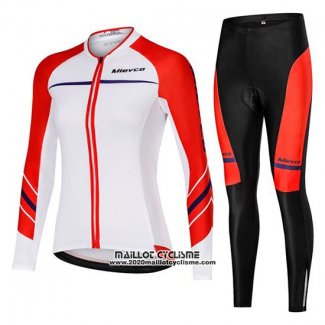 2019 Maillot Ciclismo Femme Mieyco Blanc Orange Manches Longues et Cuissard