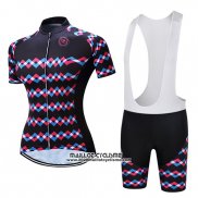 2019 Maillot Ciclismo Femme Teleyi Violet Noir Manches Courtes et Cuissard