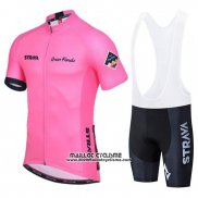 2019 Maillot Ciclismo STRAVA Rose Manches Courtes et Cuissard