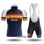 2020 Maillot Ciclismo Champion Espagne Bleu Jaune Manches Courtes et Cuissard
