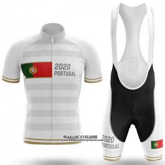 2020 Maillot Ciclismo Champion Portugal Blanc Manches Courtes et Cuissard(1)