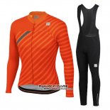 2020 Maillot Ciclismo Femme Sportful Orange Gris Manches Longues et Cuissard