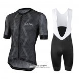 2020 Maillot Ciclismo Le Col Noir Gris Manches Courtes et Cuissard