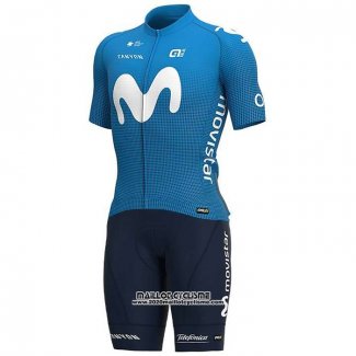 2020 Maillot Ciclismo Movistar Blanc Bleu Manches Courtes et Cuissard