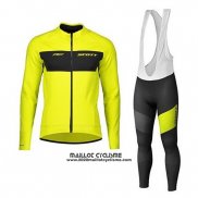 2020 Maillot Ciclismo RC Scott Jaune Noir Manches Longues et Cuissard