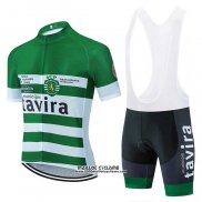 2020 Maillot Ciclismo Tavira Blanc Vert Manches Courtes et Cuissard