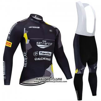 2020 Maillot Ciclismo Trek Selle San Marco Noir Jaune Manches Longues et Cuissard