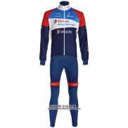 2020 Maillot Cyclisme Direct Energie Profond Bleu Rouge Manches Longues et Cuissard