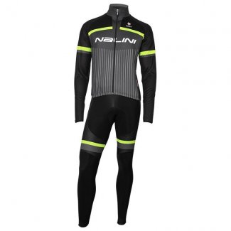 2020 Maillot Cyclisme Nalini Noir Gris Jaune Manches Longues et Cuissard