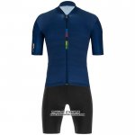 2020 Maillot Cyclisme UCI Profond Bleu Manches Courtes et Cuissard